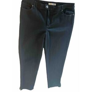 Chico's Jeans Women’s 2 Platinum Black Denim Zip Ankle & Pockets Ultimate Fit